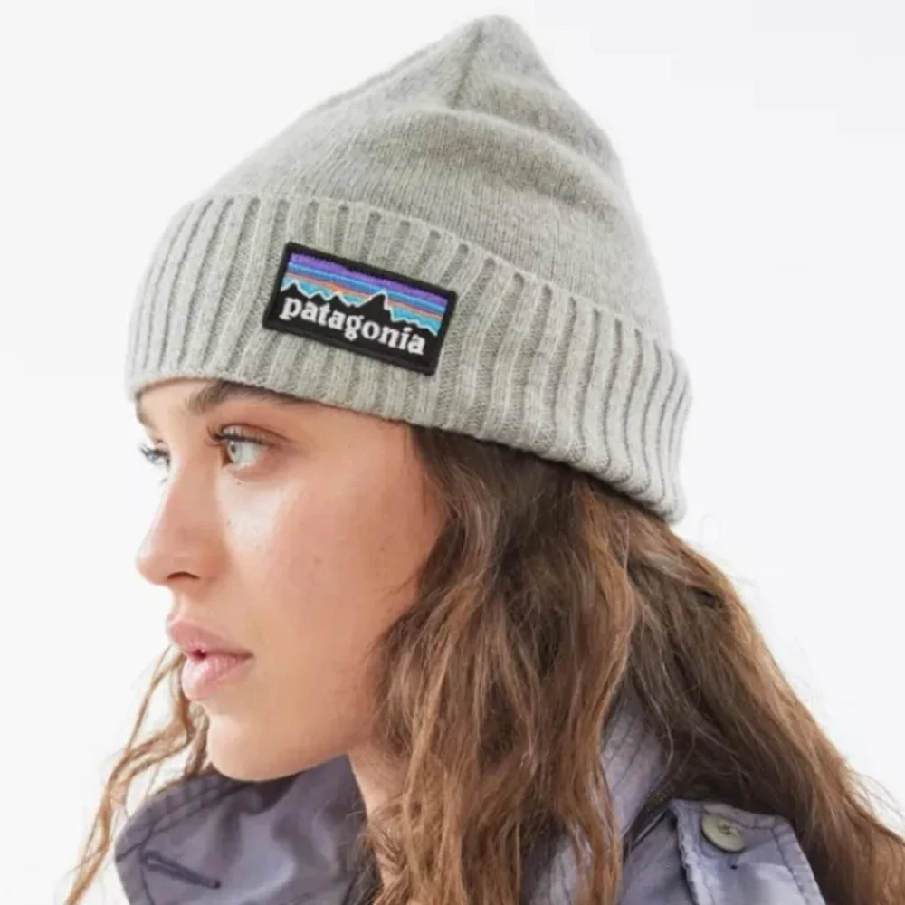 Patagonia Brodeo Beanie Gray  Logo Wool Blend Outdoors